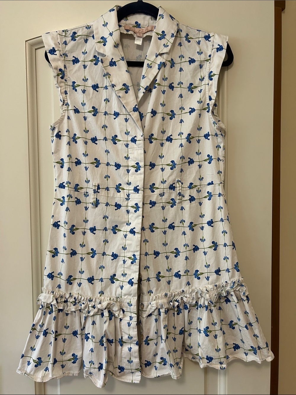 Hutch White Dress with Blue Floral Print